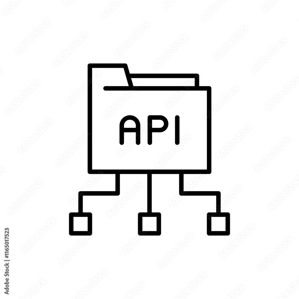 API folder outline icons, minimalist vector illustration ,simple transparent graphic element .Isolated on white background