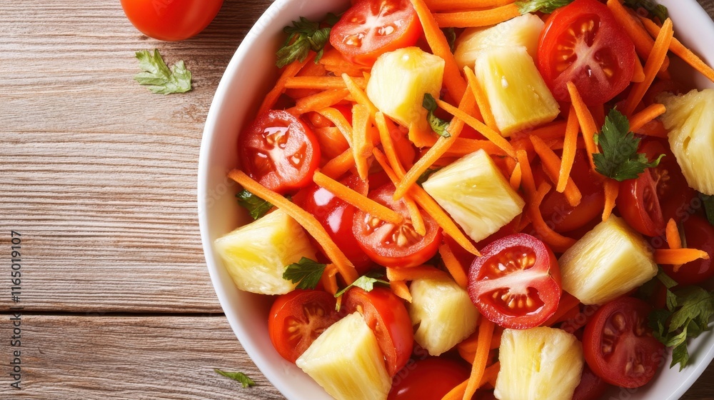 Fresh Vegetable Fruit Salad with Tomatoes, Carrots, and Pineapple Fresh Vegetable Fruit Salad with Tomatoes, Carrots, and Pineapple