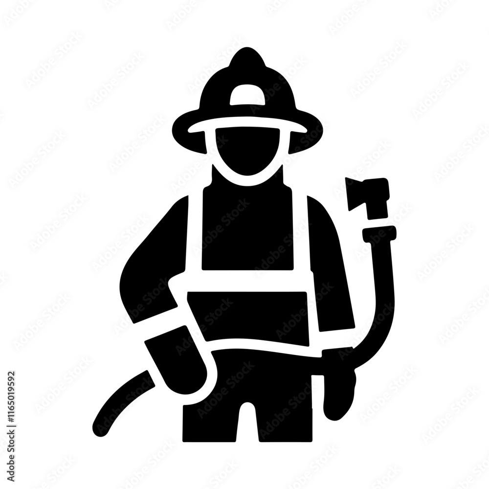 Fototapeta premium Elegant Vector Firefighter Icon in a Sleek, Minimal Design