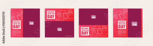 Social media post template for national wear red day. National awareness campaign for women about heart disease.