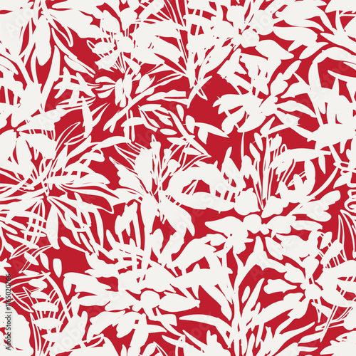 Red Botanical Floral Seamless Pattern Design