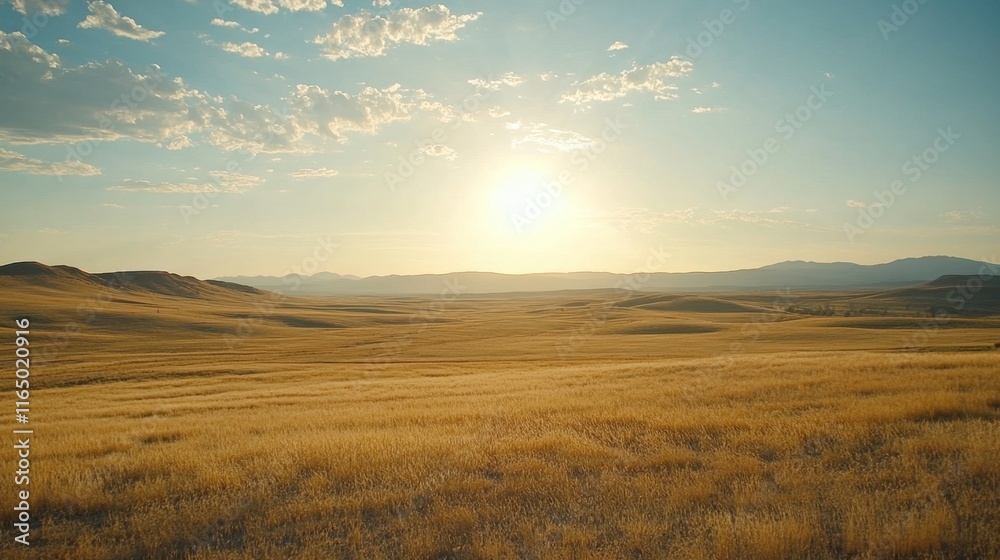 Serene Sunrise Over Golden Fields in Scenic Nature Landscape Serene Sunrise Over Golden Fields in Scenic Nature Landscape
