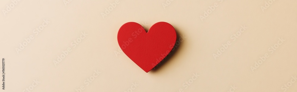 A simple red heart shape on a light beige background, symbolizing love and affection. A simple red heart shape on a light beige background, symbolizing love and affection.