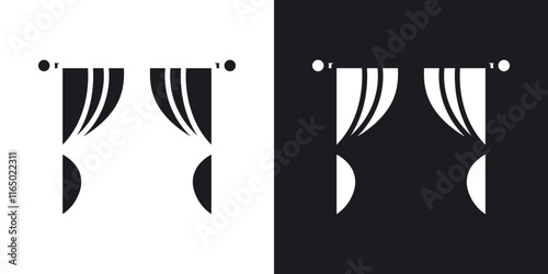 Curtain icons in flat style