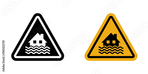 Flood disaster sign vectors in flat style