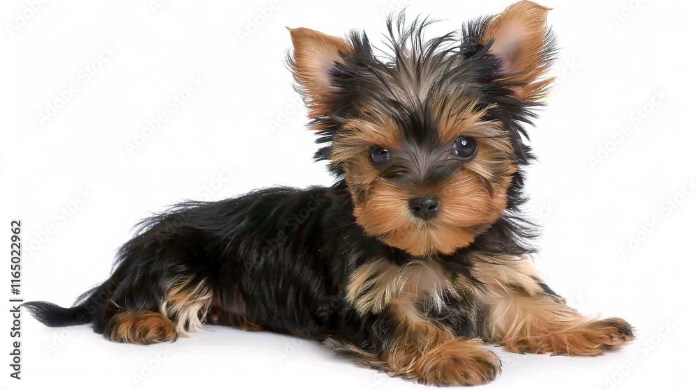 Charming Yorkshire Terrier with its silky smooth coat standing gracefully, showing its intelligent and alert eyes along with a cute little black nose Charming Yorkshire Terrier with its silky smooth coat standing gracefully, showing its intelligent and alert eyes along with a cute little black nose