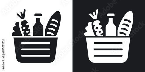 Groceries icons in flat style