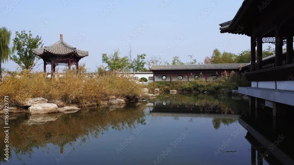 Aerial exploration of Tianjin Eco Park showcasing serene natural beauty and ecological design Aerial exploration of Tianjin Eco Park showcasing serene natural beauty and ecological design