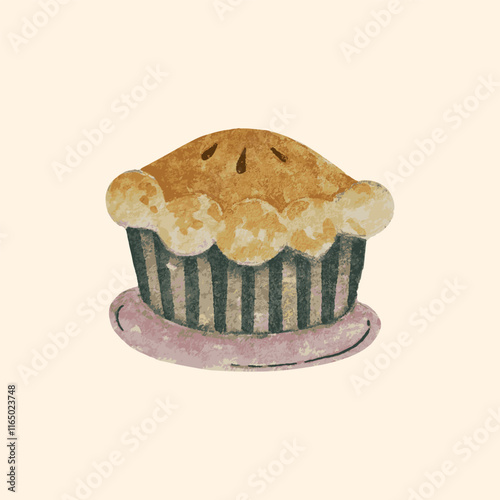 Hand Drawn Watercolor Pie Illustration
