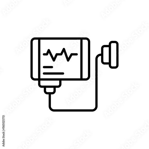 Defibrillator outline icons, minimalist vector illustration ,simple transparent graphic element .Isolated on white background