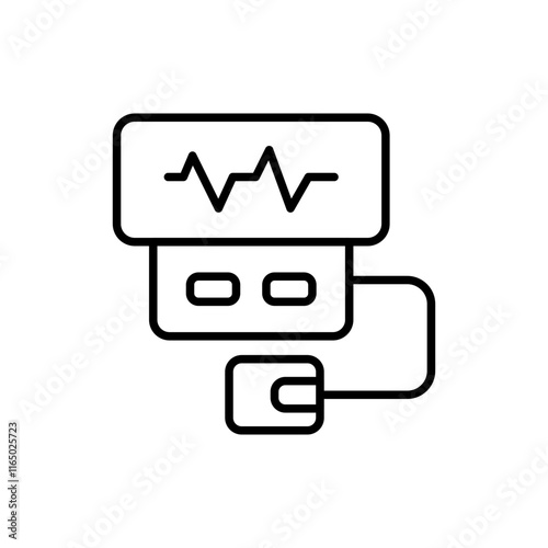 Defibrillator outline icons, minimalist vector illustration ,simple transparent graphic element .Isolated on white background