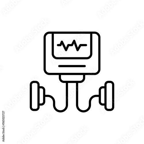 Defibrillator outline icons, minimalist vector illustration ,simple transparent graphic element .Isolated on white background