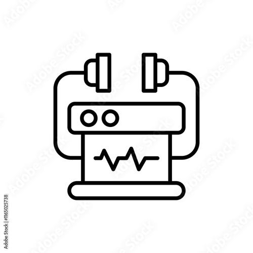 Defibrillator outline icons, minimalist vector illustration ,simple transparent graphic element .Isolated on white background