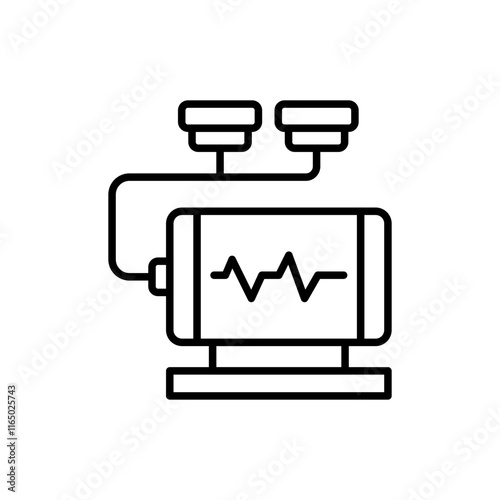 Defibrillator outline icons, minimalist vector illustration ,simple transparent graphic element .Isolated on white background