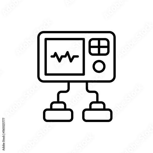 Defibrillator outline icons, minimalist vector illustration ,simple transparent graphic element .Isolated on white background