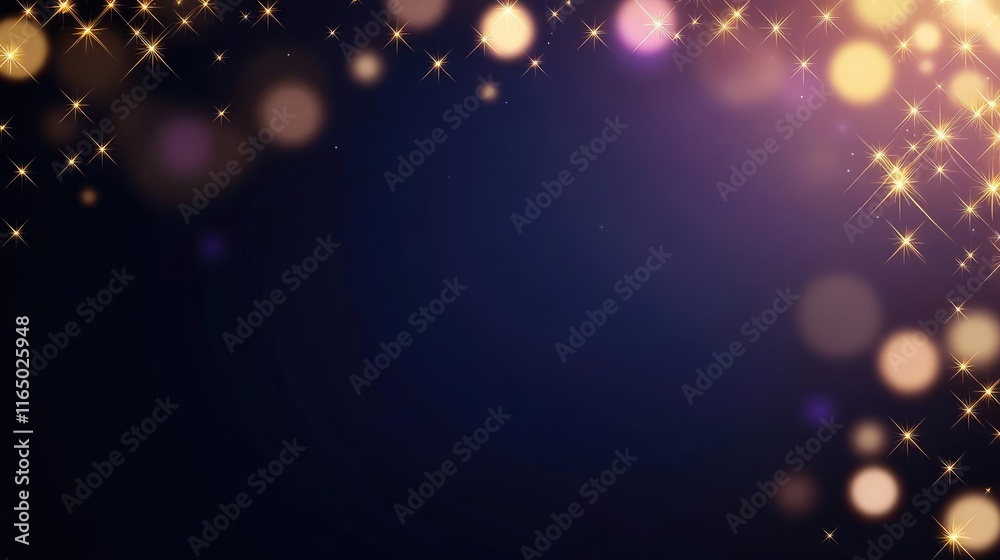 Starry abstract background idea. A beautiful abstract background with golden bokeh lights and sparkling effects.