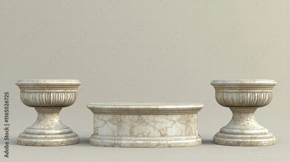 Elevating elegance marble podium platform for mockup clean background minimalist environment