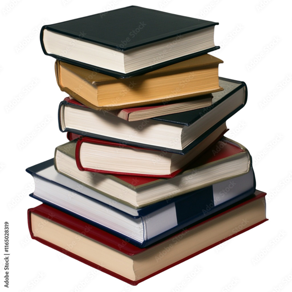 Stacked Books Isolated on Transparent Background Stacked Books Isolated on Transparent Background
