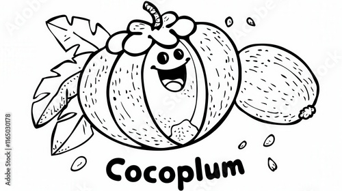 A cheerful cocoplum fruit illustration perfect for coloring books educational materials or children's designs. Add a tropical touch to your projects photo