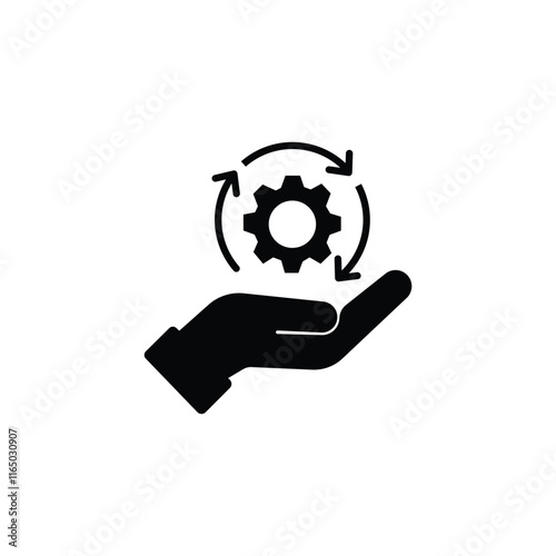 hand holding gear like optimize system icon.