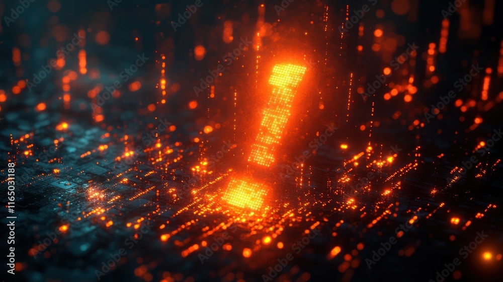 Futuristic glowing text amidst digital particles. Futuristic glowing text amidst digital particles.