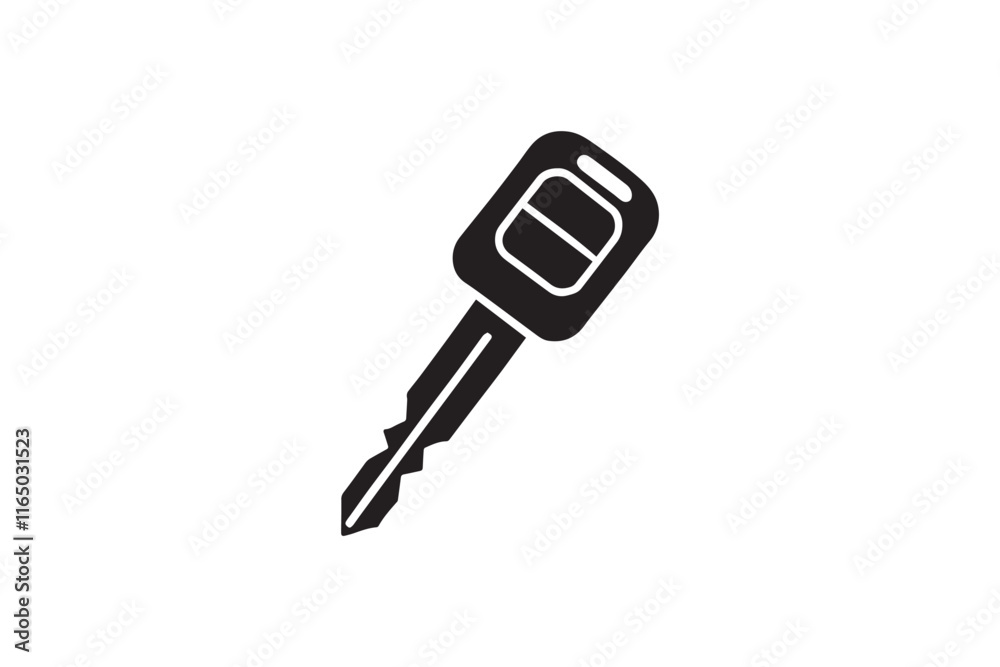 simple and unobtrusive car key vector silhouette illustration isolated in white background
