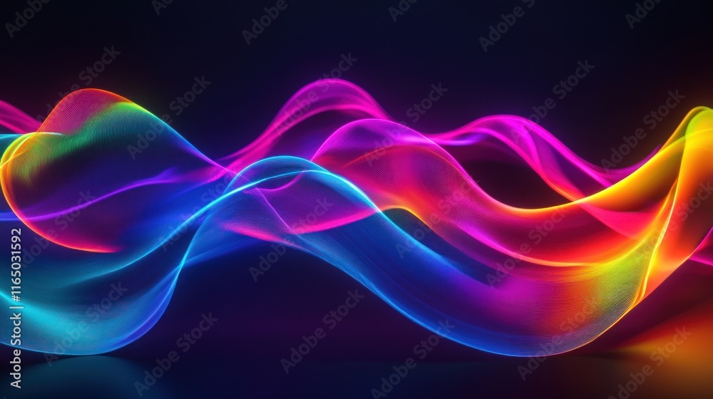 Abstract Wavy Lines with Neon Colors Abstract Wavy Lines with Neon Colors