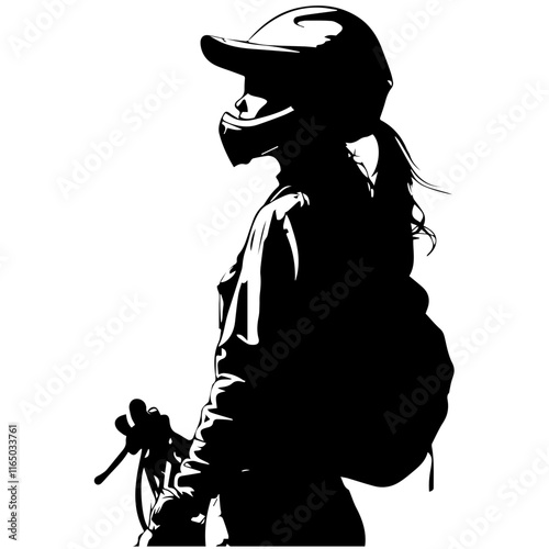 Active Lifestyle Concept: Girl Riding a Bike Silhouette