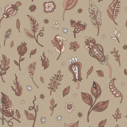 Mocha Mousse Botanical Seamless Pattern