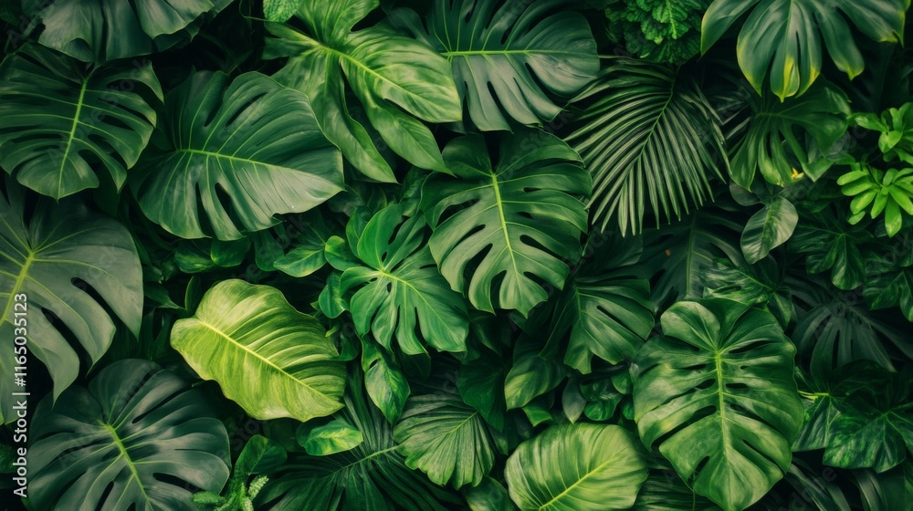 Green tropical leaves background texture Green tropical leaves background texture
