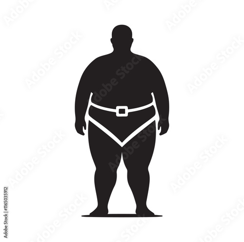 Overweight men silhouette vector illustration