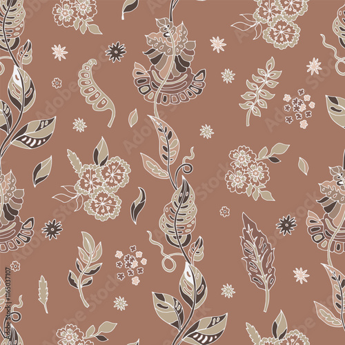 Mocha Mousse Botanical Seamless Pattern