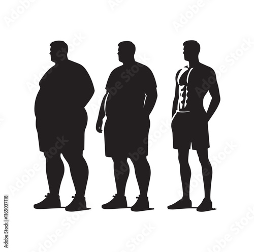 Overweight men silhouette vector illustration