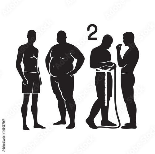 Overweight men silhouette vector illustration