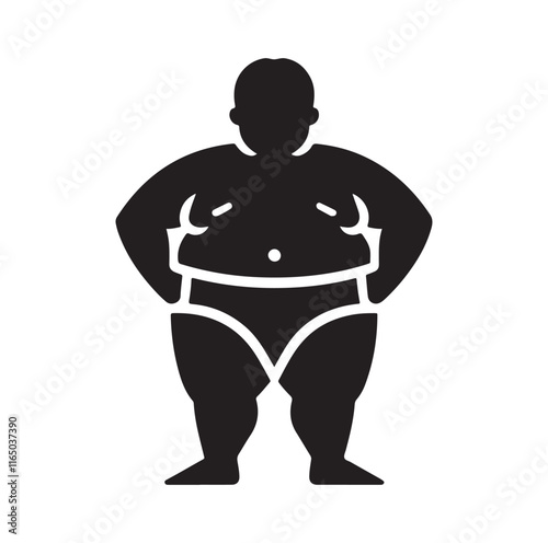 Overweight men silhouette vector illustration