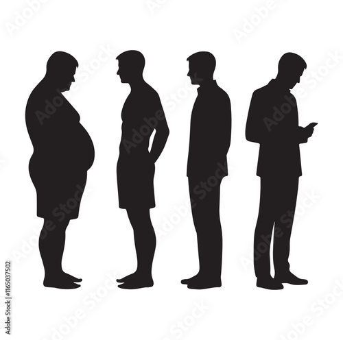 Overweight men silhouette vector illustration