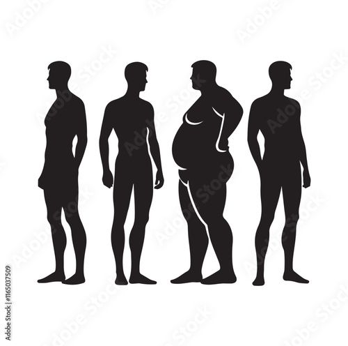 Overweight men silhouette vector illustration