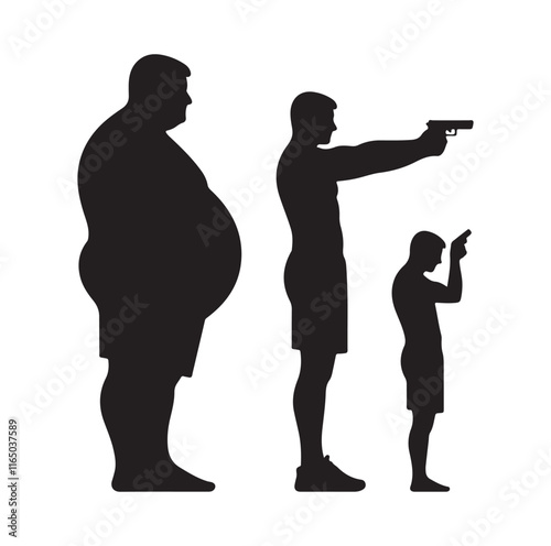 Overweight men silhouette vector illustration