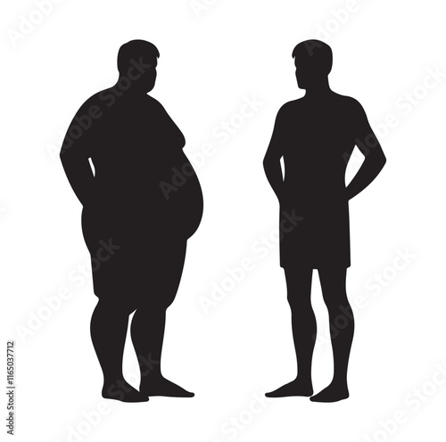 Overweight men silhouette vector illustration