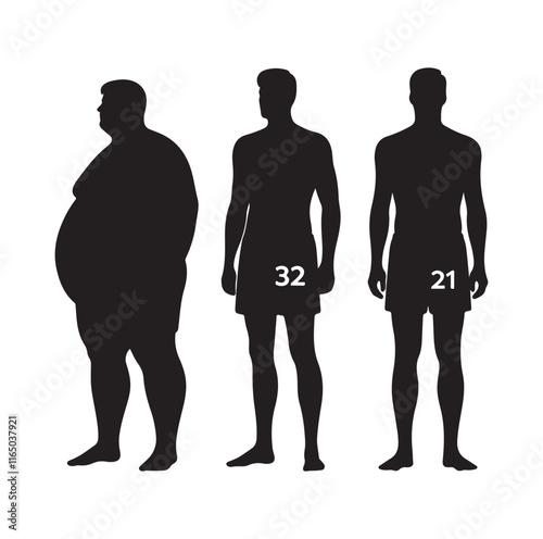 Overweight men silhouette vector illustration