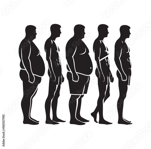 Overweight men silhouette vector illustration