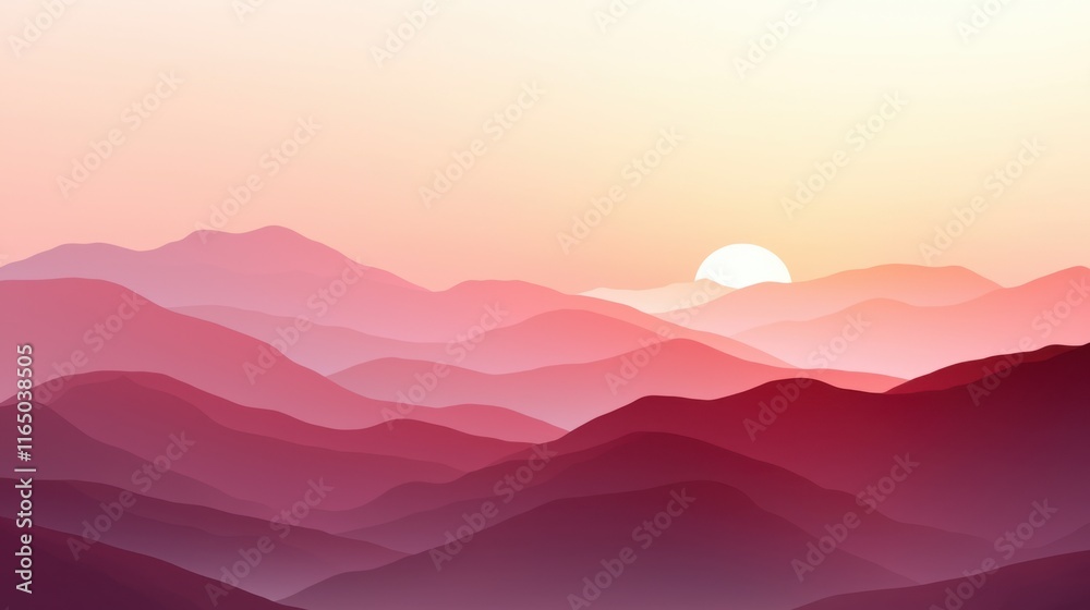 Serene sunset over mountain ranges nature photography tranquil landscape aerial view calm environment for relaxation