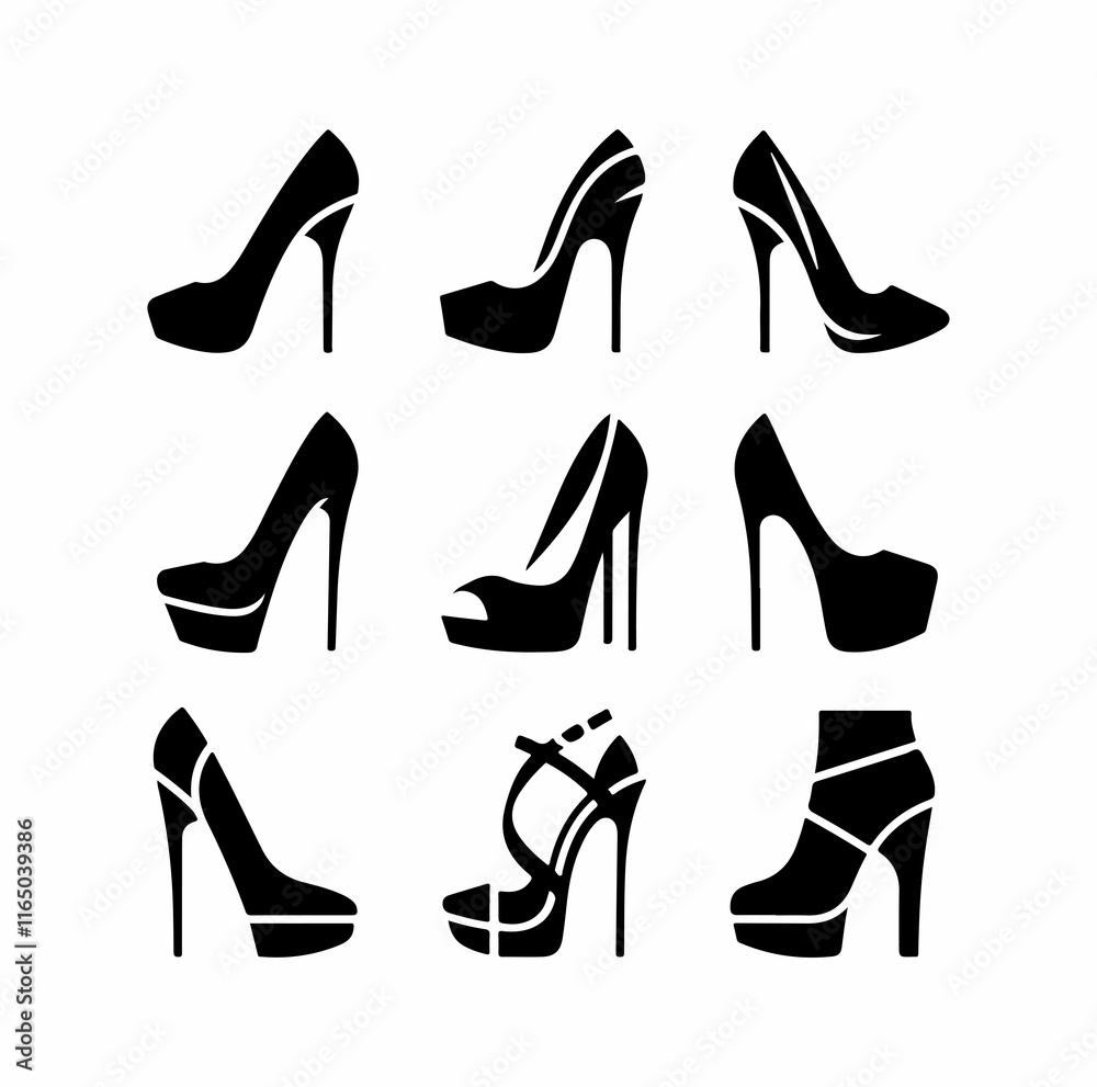High Heel Shoe Icon silhouette vector illustration High Heel Shoe Icon silhouette vector illustration