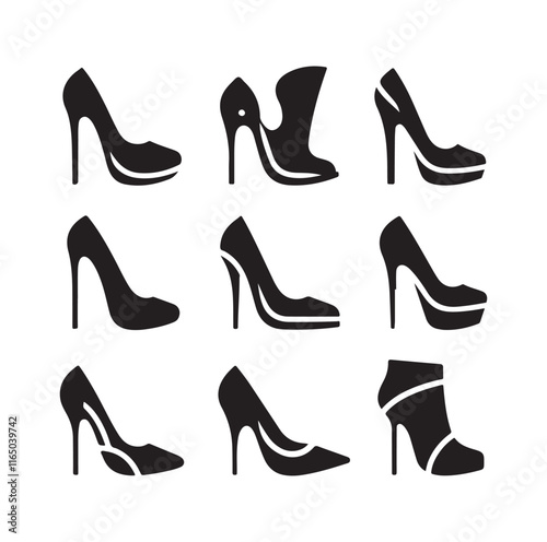High Heel Shoe Icon silhouette vector illustration