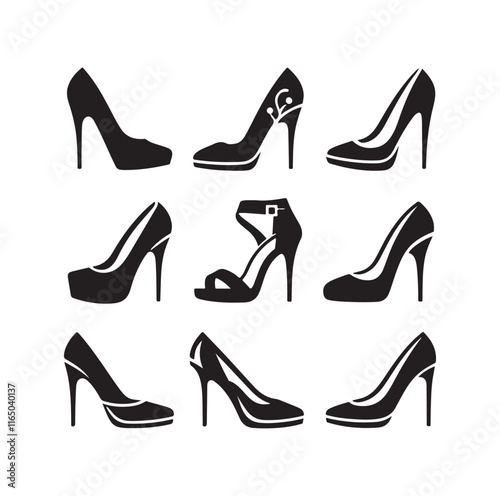 High Heel Shoe Icon silhouette vector illustration