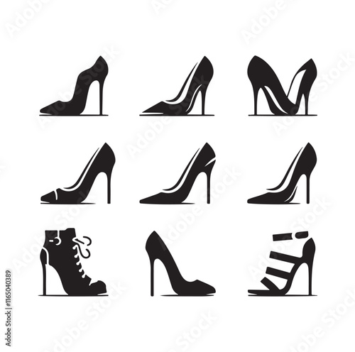 High Heel Shoe Icon silhouette vector illustration