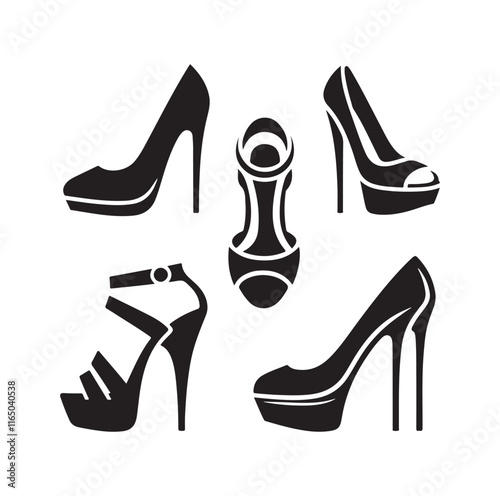 High Heel Shoe Icon silhouette vector illustration