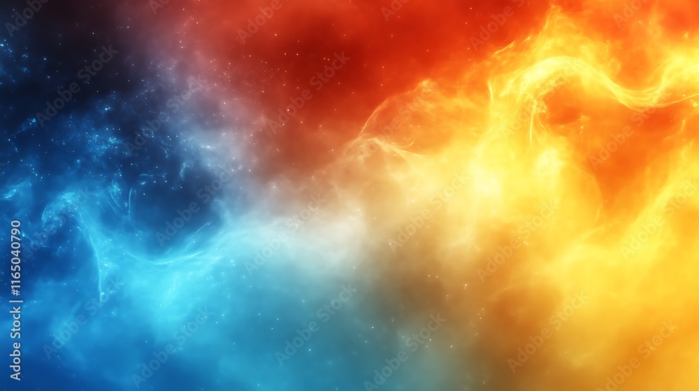 Fototapeta premium Abstract Cosmic Nebula with Blue and Orange Hues