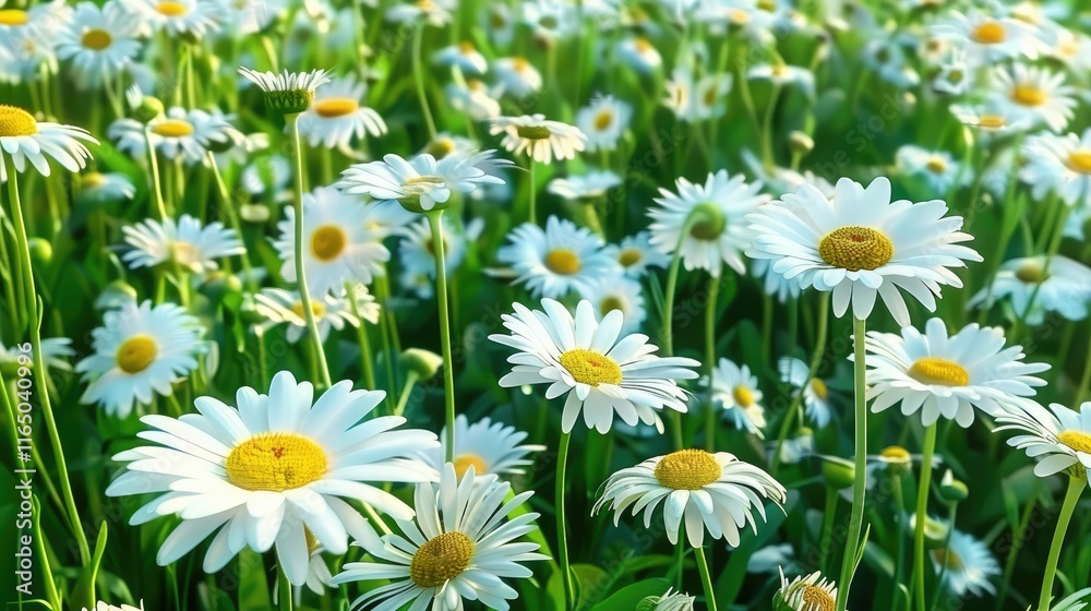 Fototapeta premium A vibrant field of daisies in full bloom, showcasing nature's beauty.