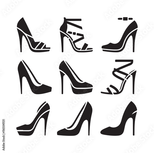 High Heel Shoe Icon silhouette vector illustration